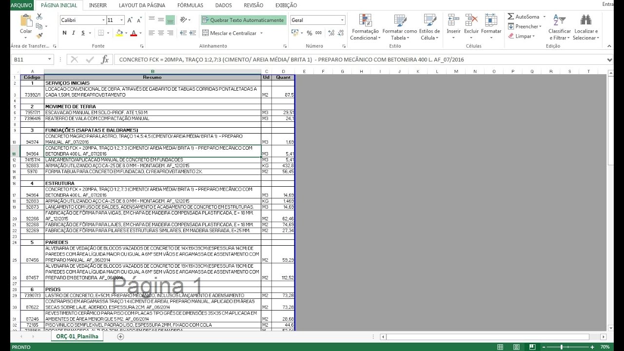 ARQUIMEDES - Importação da planilha orçamentária do Excel