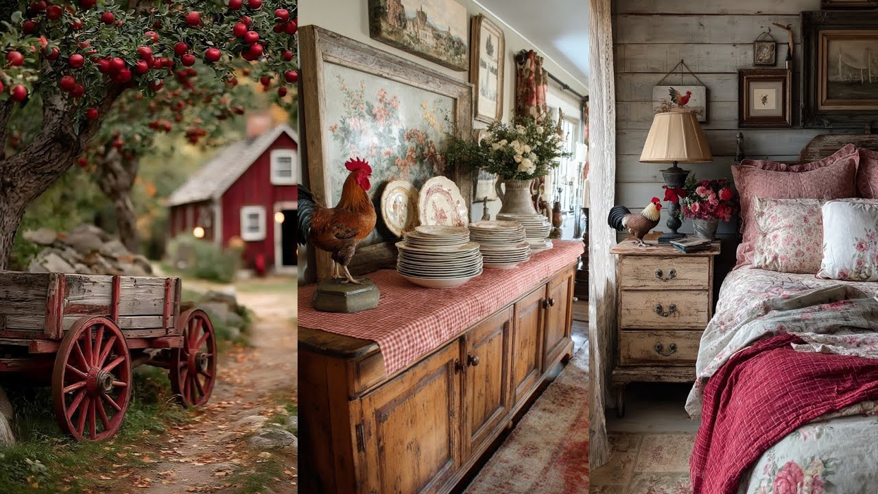 🐓 RUSTIC FARMCORE Decor: Rooster Accents, Red Checks & Cozy Country Charm | Spring Farmhouse Refresh