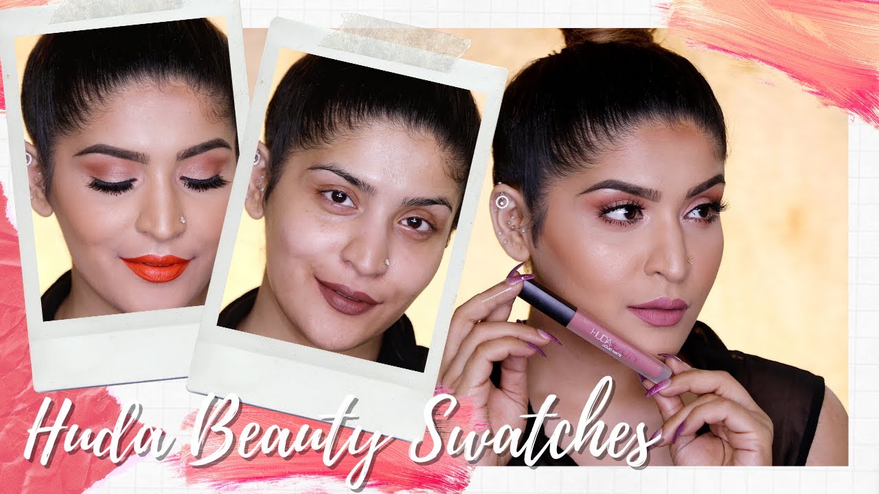 Swatching All My Huda Beauty Liquid Lipsticks | With & Without Makeup | Shreya Jain