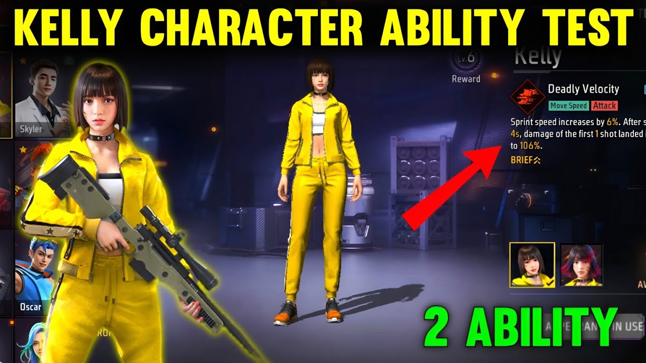 Free Fire Kelly Character Ability | Kelly Character Ability Test | Kelly Character In Free Fire 