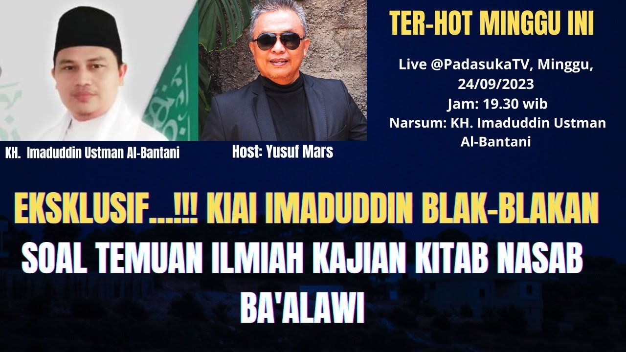 🔴Live: Eksklusif...!!! Kiai Imaduddin Blak-Blakan Soal Temuan Ilmiah Kajian Kitab Nasab Ba'alawi