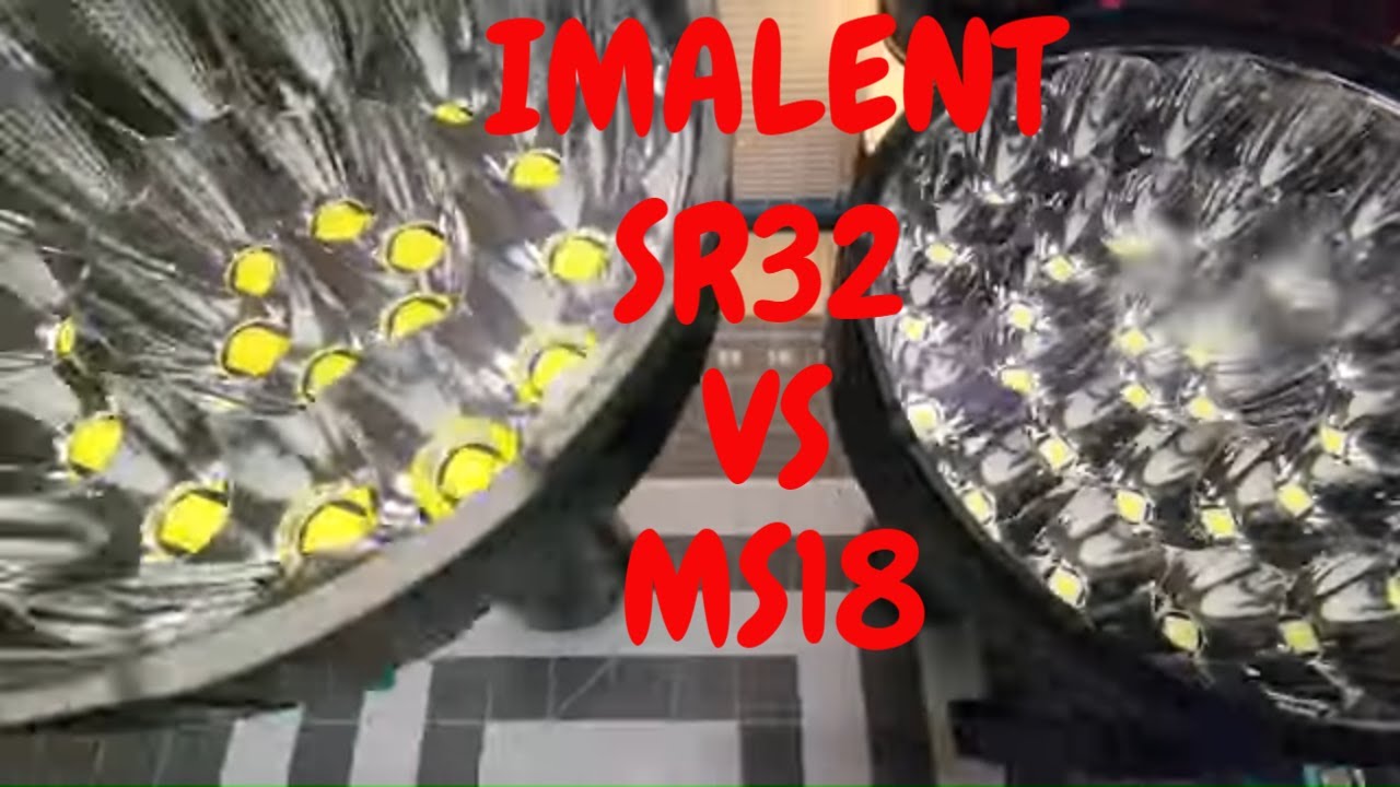 2 OF THE WORLD'S BRIGHTEST FLASHLIGHTS HEADS UP IMALENT SR32 VS MS18 220,OOOLM OF COMBINED MADNESS