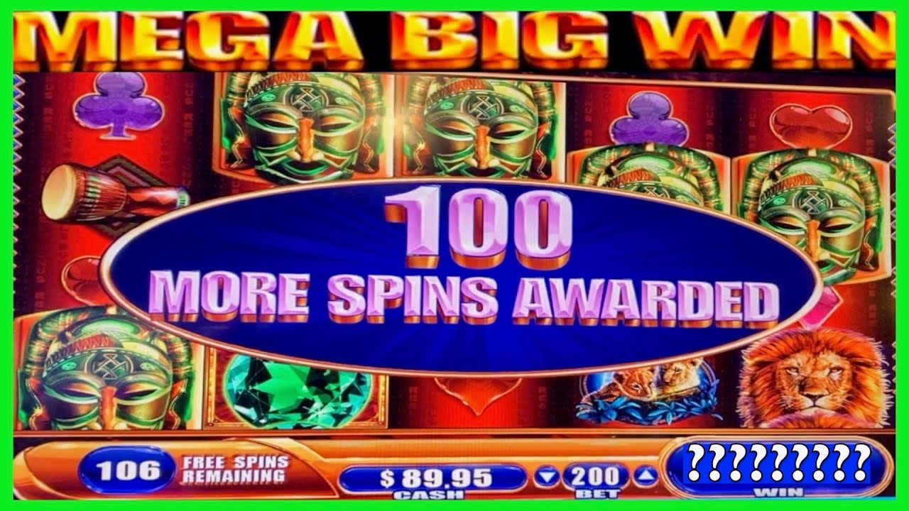 **100+ FREE SPINS!!!** MAX BET!!! HUGE WINS ON KING OF AFRICA WMS SLOT MACHINE BONUS