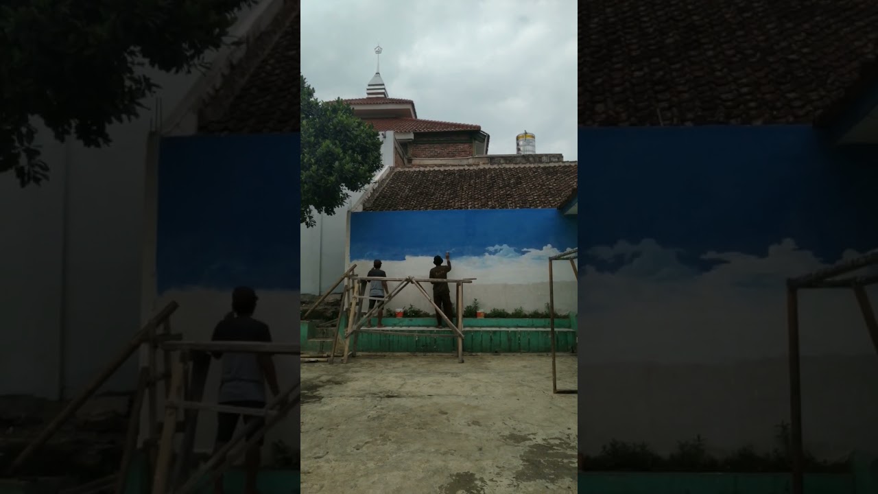 Melukis Alam di tembok #lukisan #lukistembok #lukisdindingmural