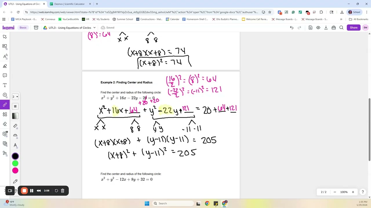U7L3B   Example 2  Finding center and radius