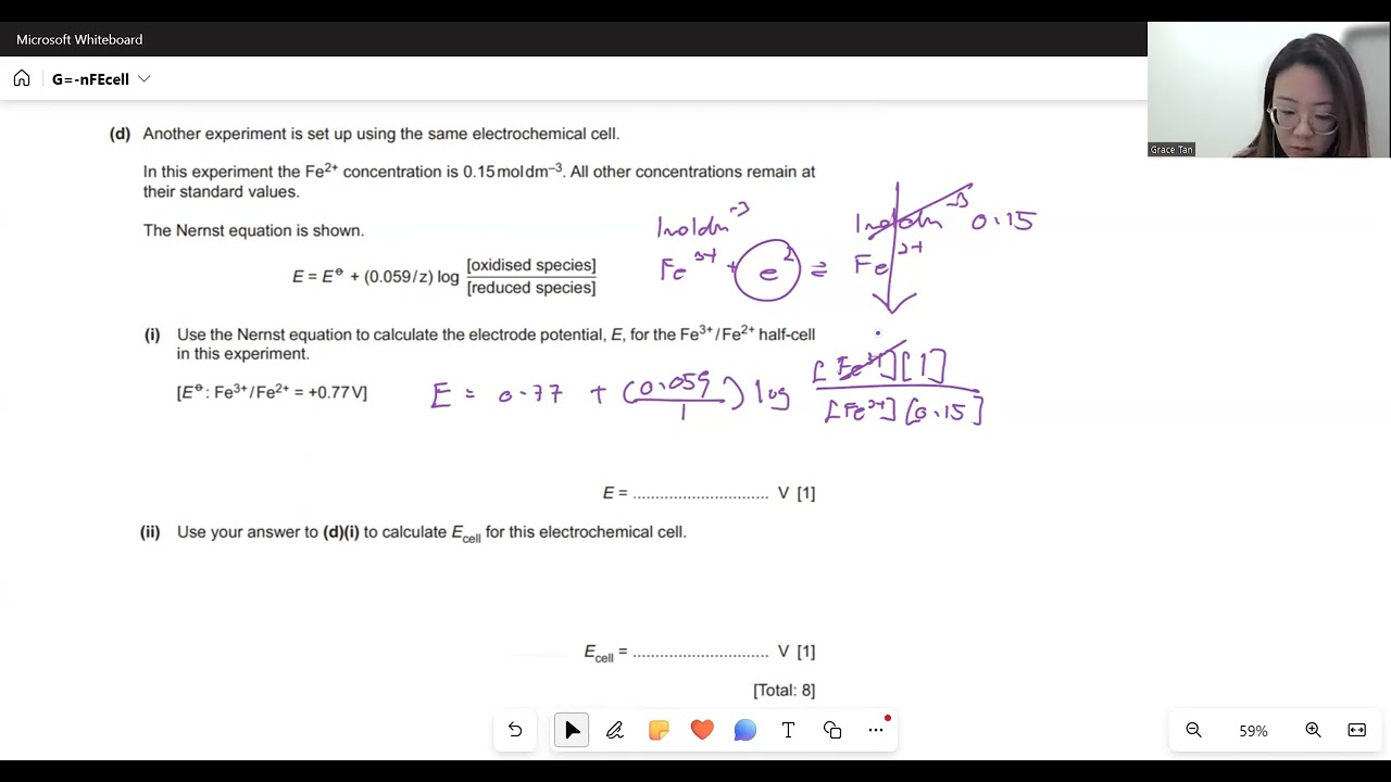 A2 ΔG = -nFEcell Past Year Question, 9701/41/M/J/22 Q3d, 9701/42/M/J/23 Q9c,  9701/42/F/M/22/ Q3c