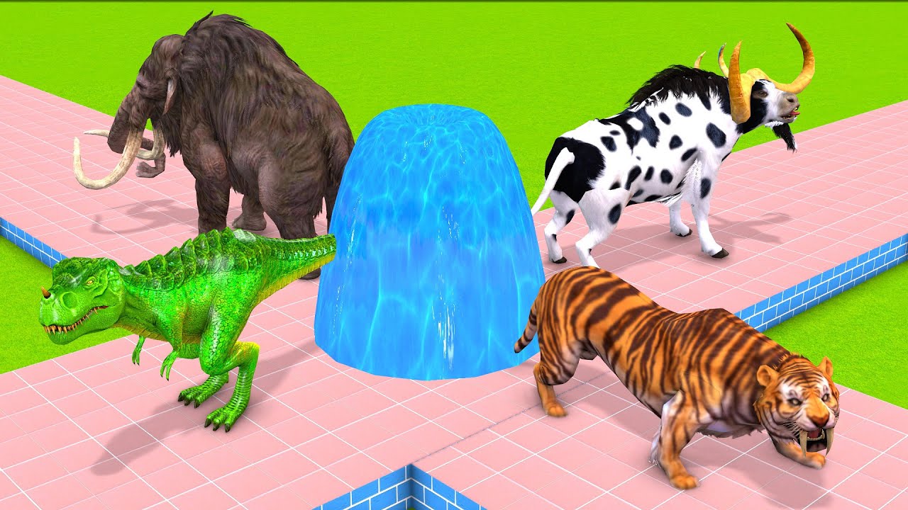 ANIMAL RACE Elephant,ox, Zebra, Tiger, Camel, T-rex, Horse, Cow Planet Zoo Race Animal Running Race