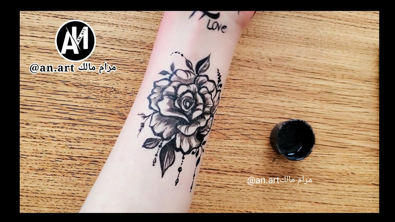تعلمي بخطوات سهله رسم وردة تاتو مع التظليل الإحترافي