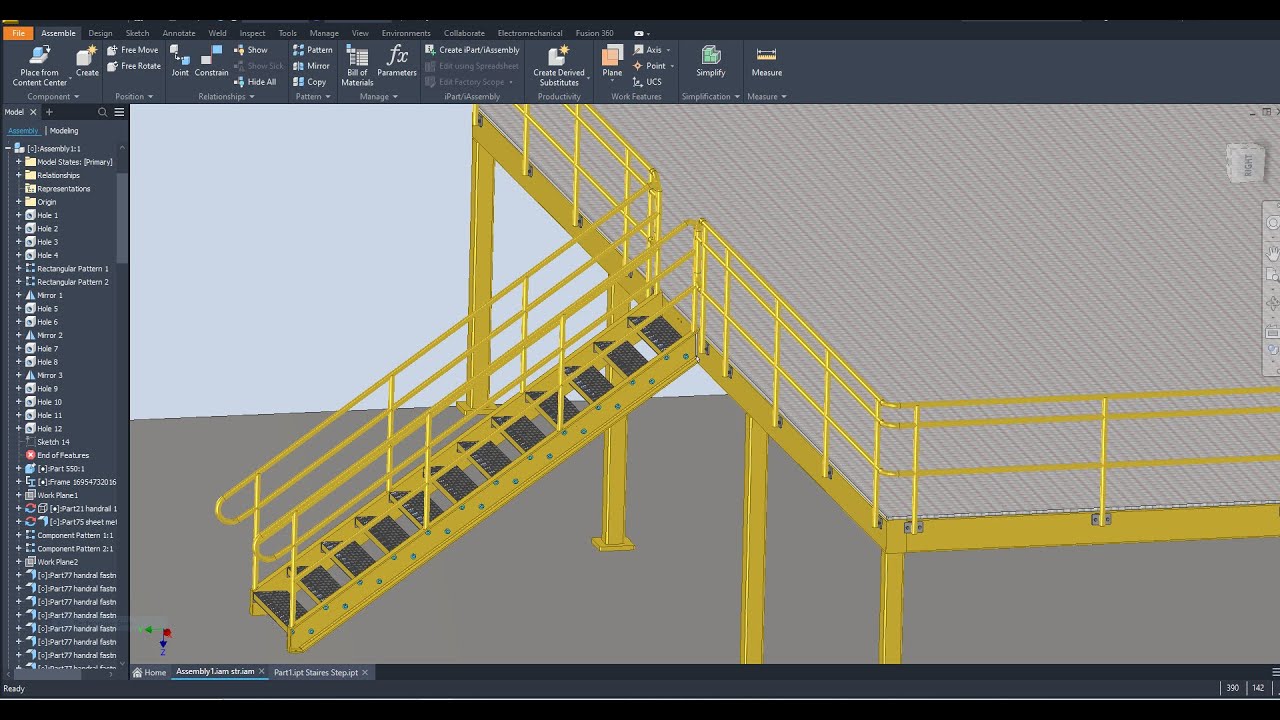 Autodesk inventor Exercise 35 Design industrial Stairs And Platform