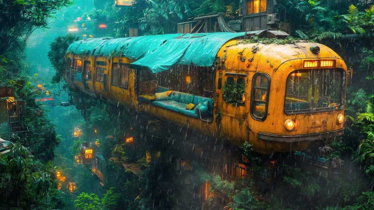 Cozy Abandoned Train Rain Ambience — Lofi Piano Music for Study, Relax & Chill | 12 Hours