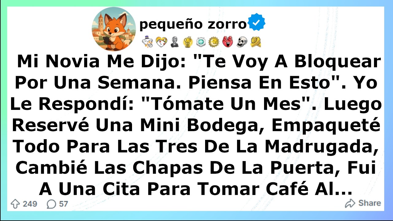 Mi Novia Me Dijo Te Voy A Bloquear Por Una Semana. Piensa En Esto. Yo Le Respondí Tómate Un...