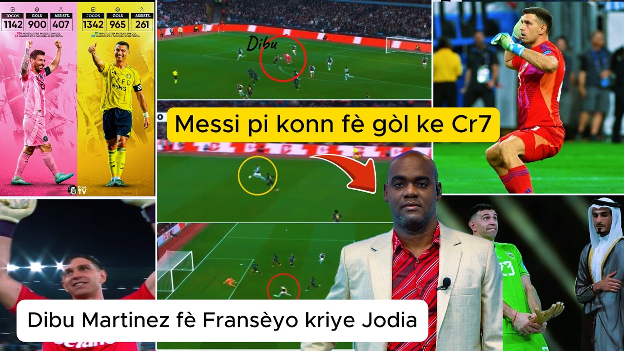 Fred Andou fon gwo rale sou gwosè pèfomans Dibu Martinez fè jodia . Fred pale de 900 gòl Messi a cr7