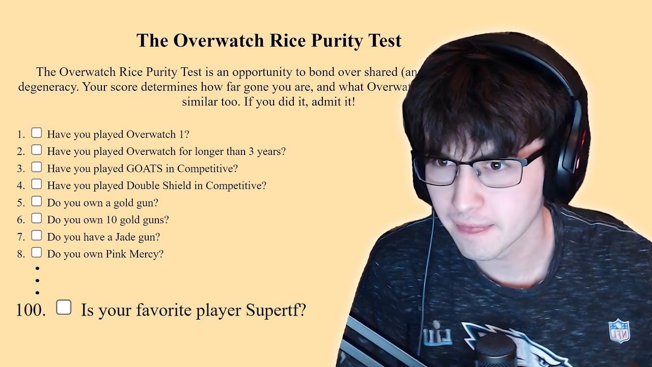 Super takes the Overwatch Rice Purity Test