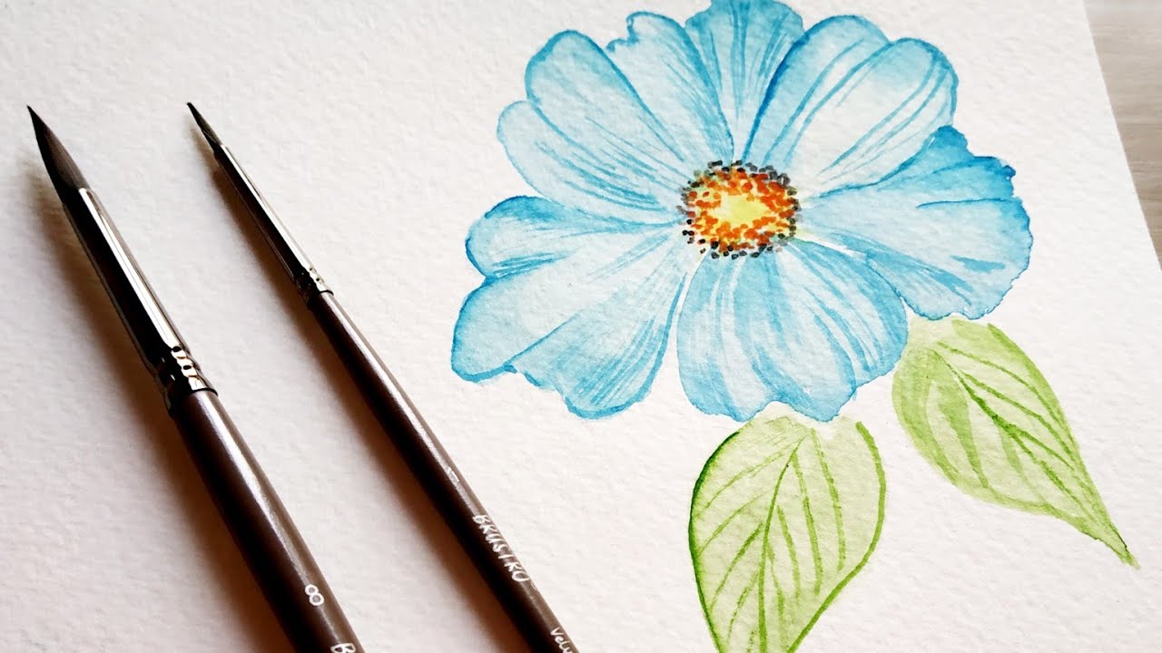 How to paint transparent watercolor flower painting for beginners easy step by step 🖌️💐