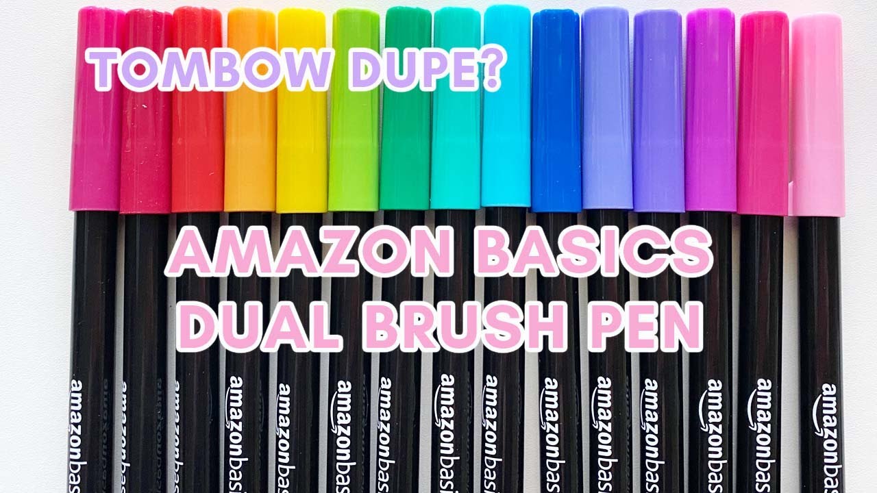 Amazon Basics Dual Tip Brush Pen Review - Tombow Dupe? I compare them side by side!