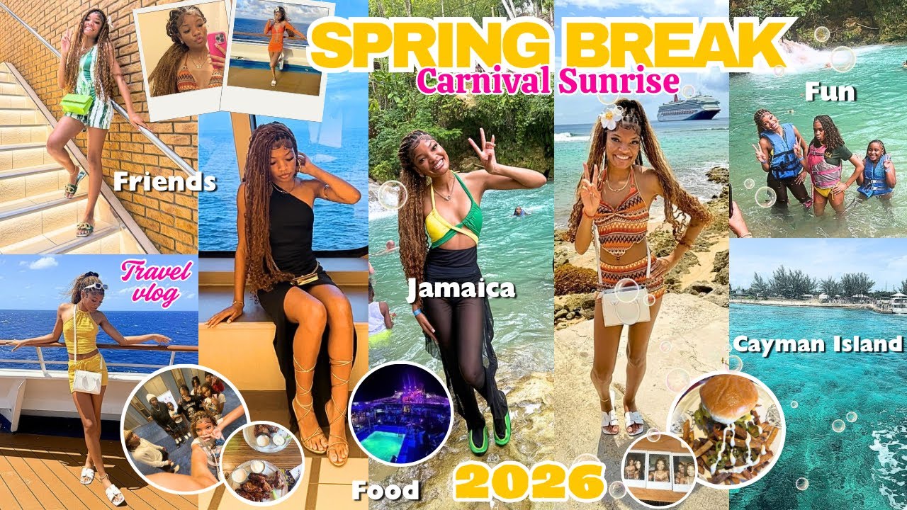 Spring Break &ldquo;Poop Cruise&rdquo; Vlog🛳️🌺(grwm, bluehole, exploring, etc) | Jamaica 🇯🇲 | Cayman Islands 🇰🇾 