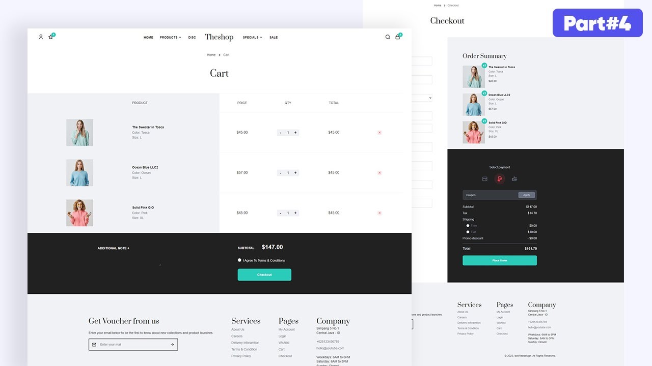 Build Ecommerce Website HTML CSS Javascript from Scratch Full Responsive - Part 04 Cart & Checkout
