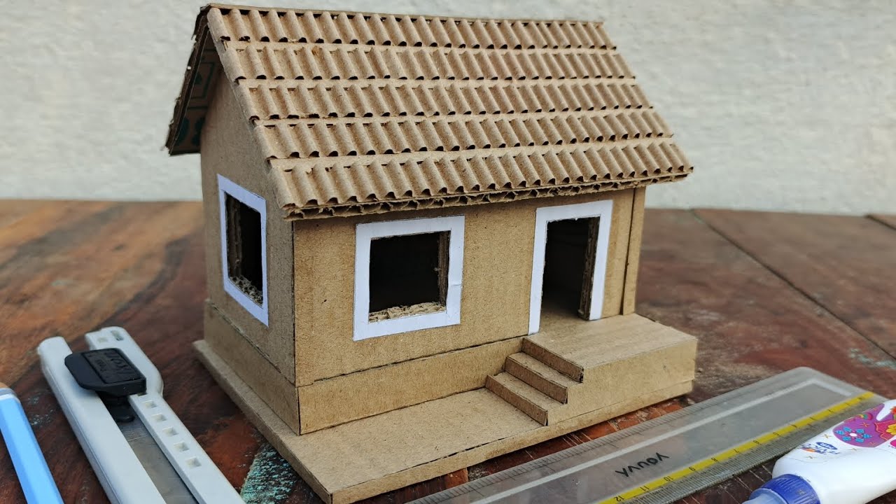How to make a simple cardboard house 🏠|| cardboard se easy ghar kaise banaye || #diy #craftyhome 