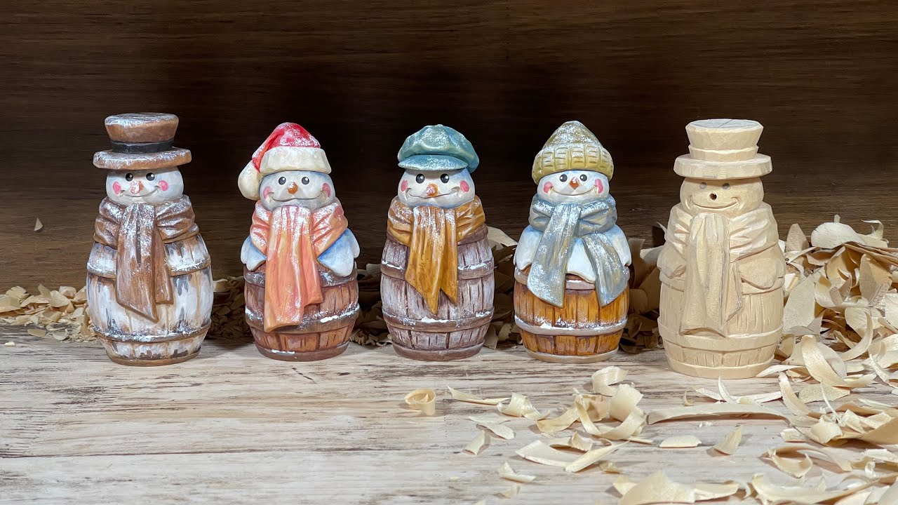 오크통위의 눈사람 조각하기 Carving a Snowman on an Oak Barrel