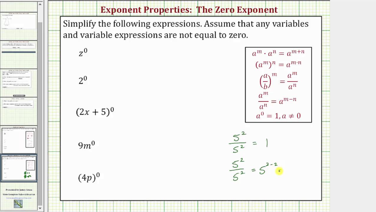 Ex: Zero Exponent Propery