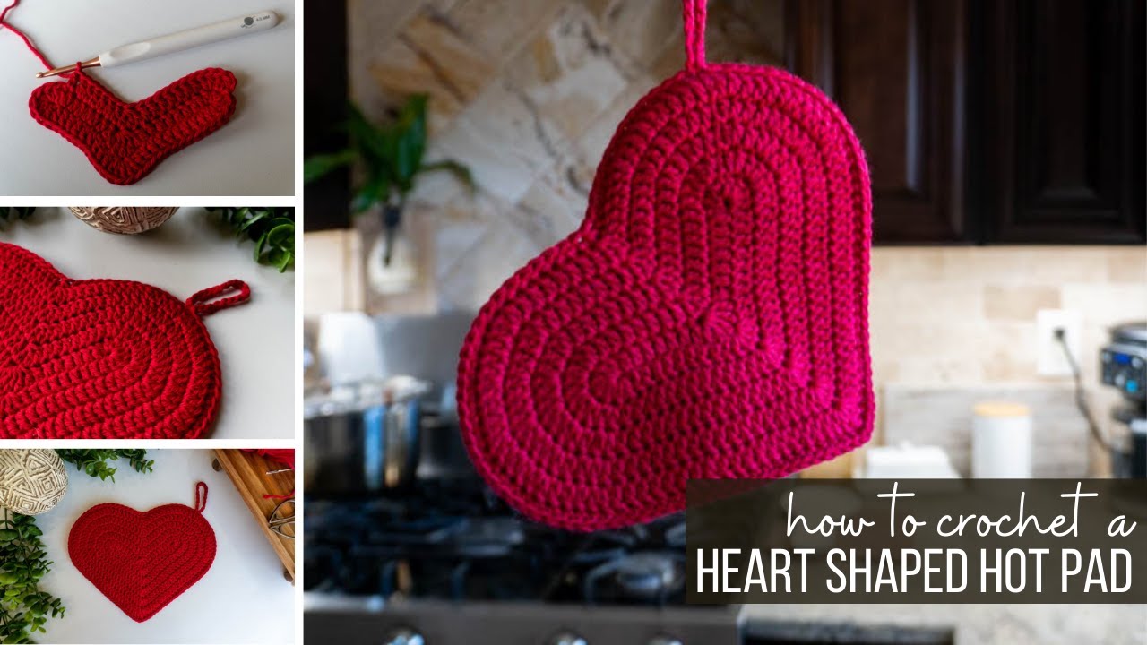 Heart Shaped Hot Pad Crochet Pattern | Easy Valentine’s Day Kitchen Crochet