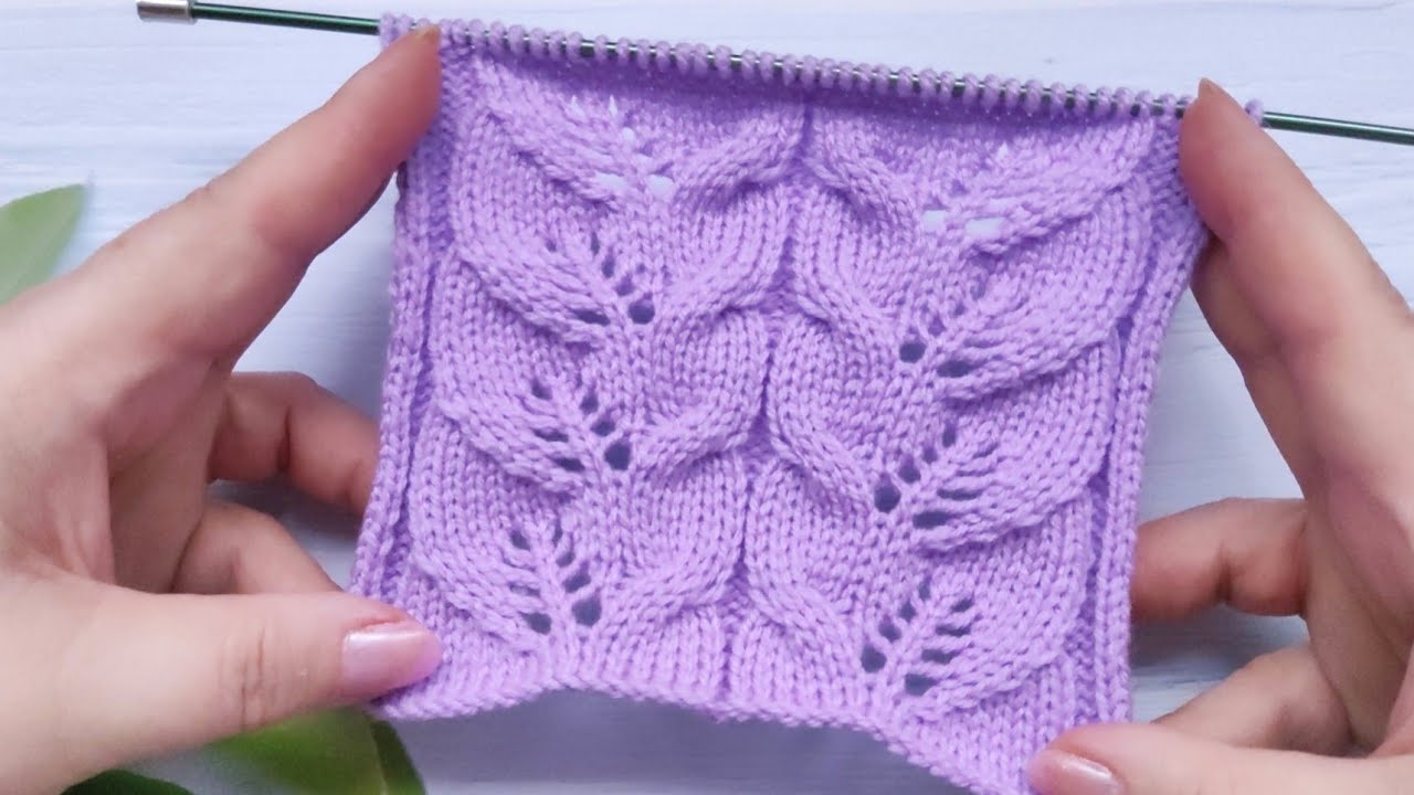 Leaf Cable Stitch | Blatt-Zopfmuster stricken| Punto Foglia Treccia| Point de Feuilles avec Torsades