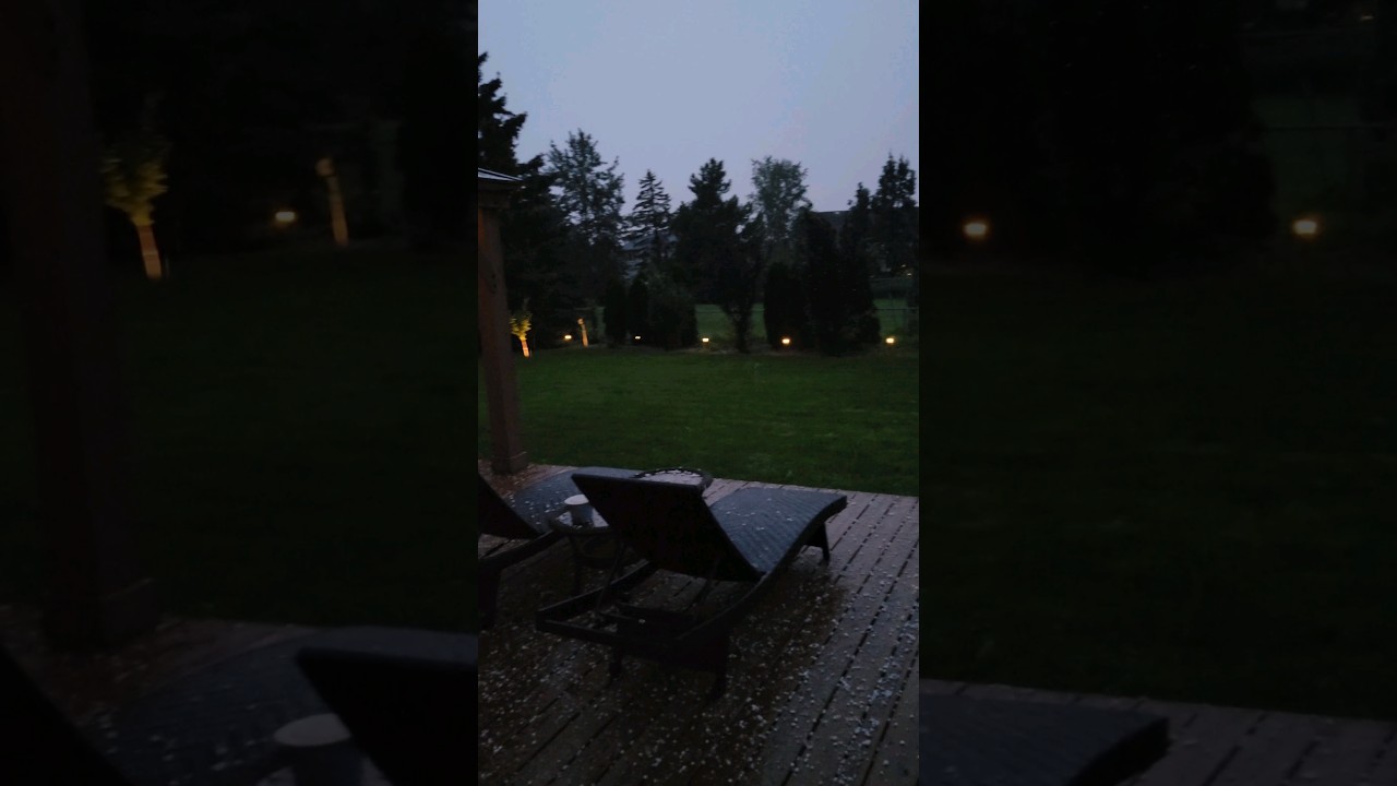 Getting destroyed by #hail in #Edmonton #alberta #Canada today #weather #storms #rain