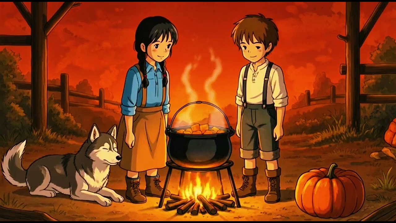 Quiet Forest Harvest — Cooking Wild Mushrooms Over Open Fire | Cozy Ghibli-Style Farm Animation
