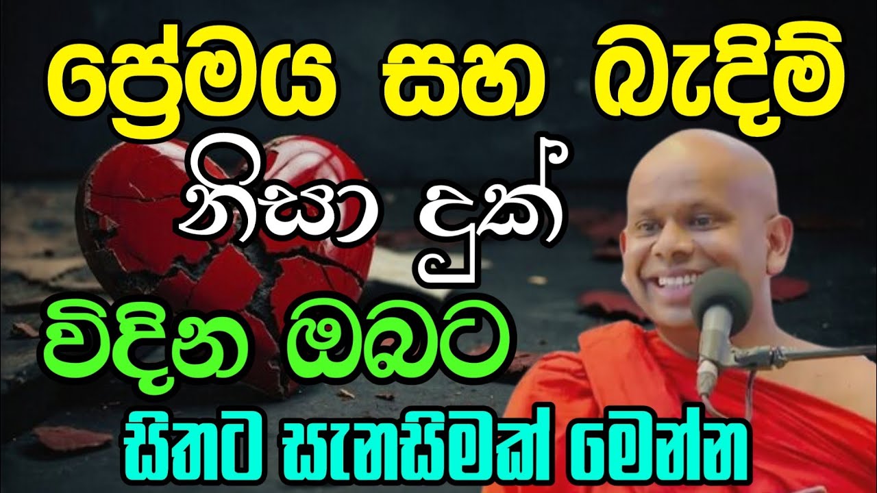 ප්‍රේමය සහ බැදිම් නිසා දුක් විදින ඔබට සිතට සැනසිමක් මෙන්න|Welimada Saddhaseela thero|සද්දාසිල හිමි🙏💐