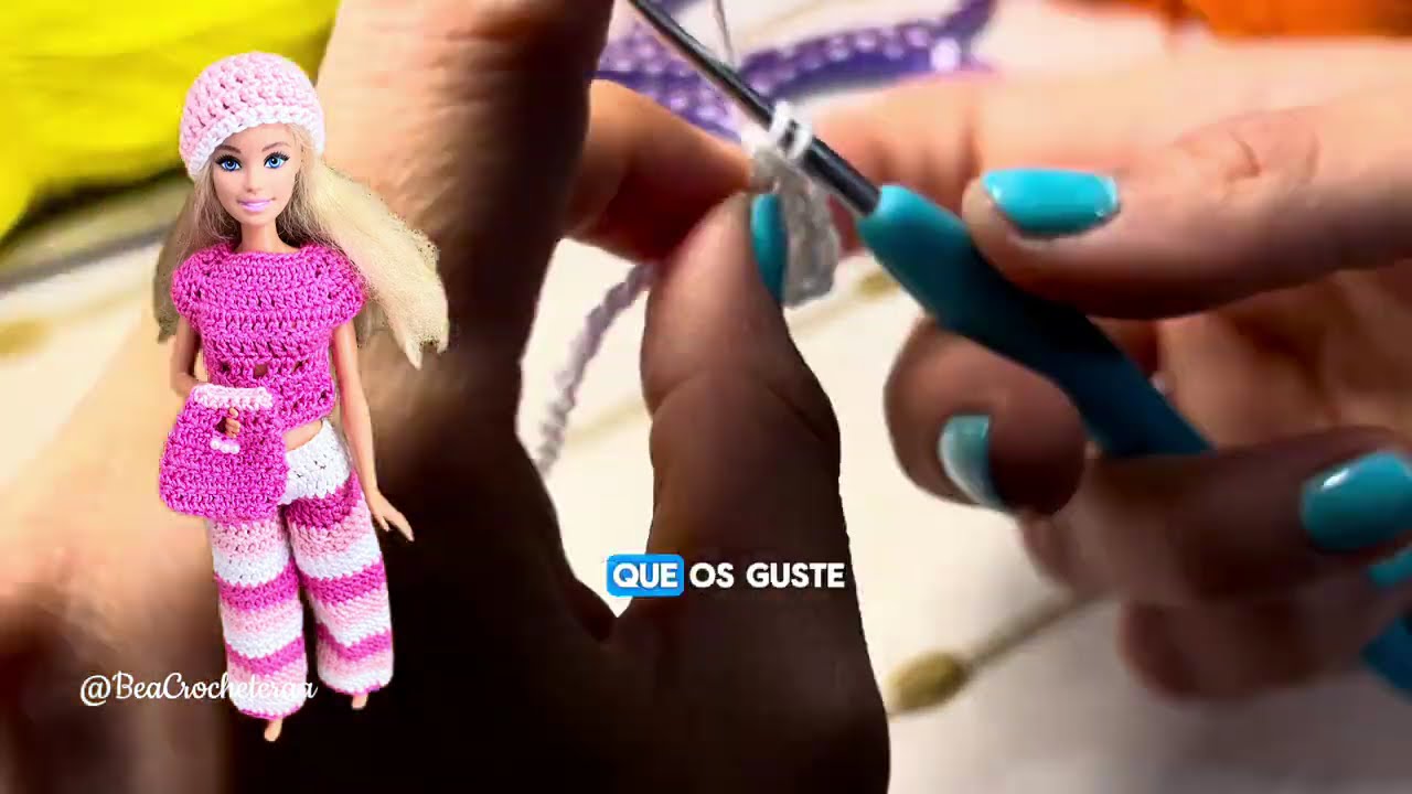 PANTALÓN A RAYAS A CROCHET PARA BARBIE