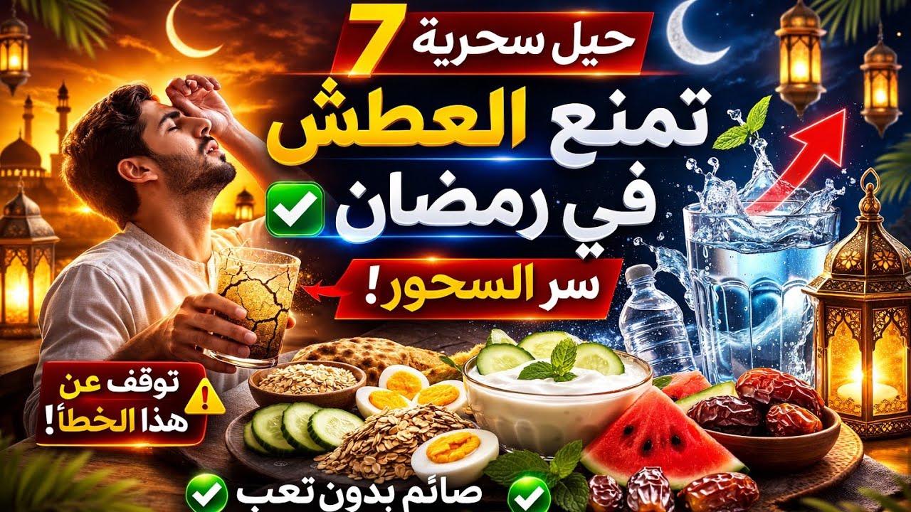 7 حيل بسيطة تمنع العطش في رمضان… سر السحور الذي يصمد طوال اليوم