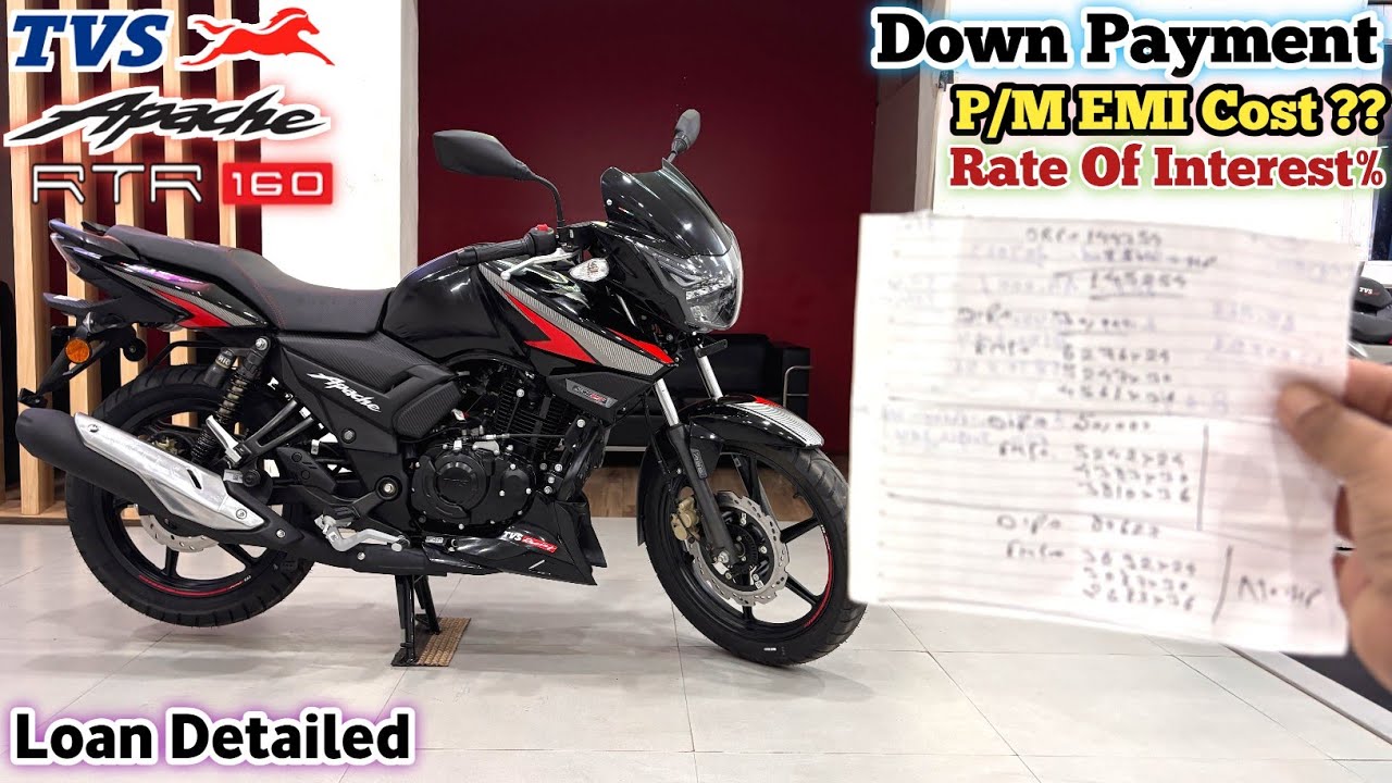 Tvs Apache RTR 160 2V Black Finance || Down Payment & P/M EMI Cost ?? Interest Rate% | Loan Detailed