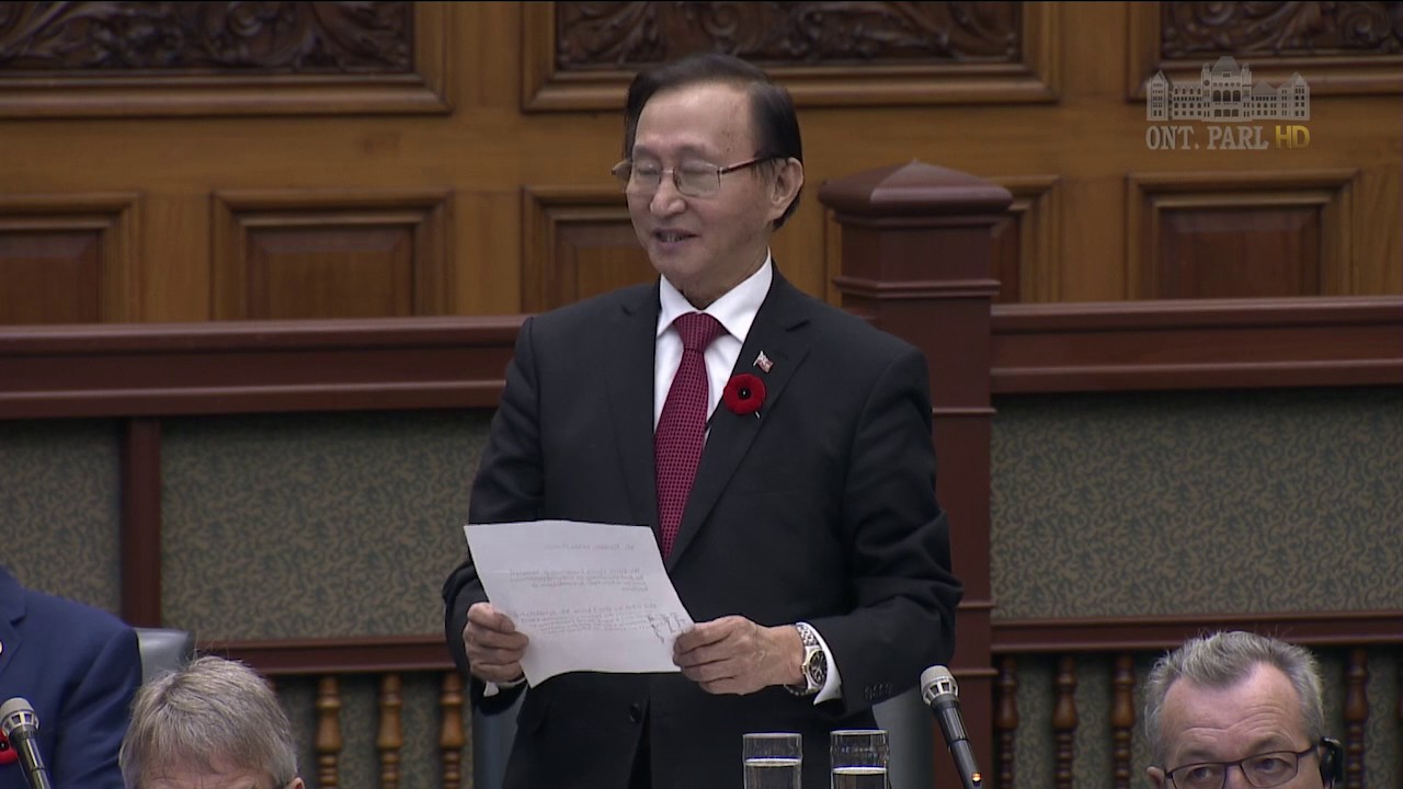 MPP Raymond Cho questions the Premier regarding the latest OPP Charges