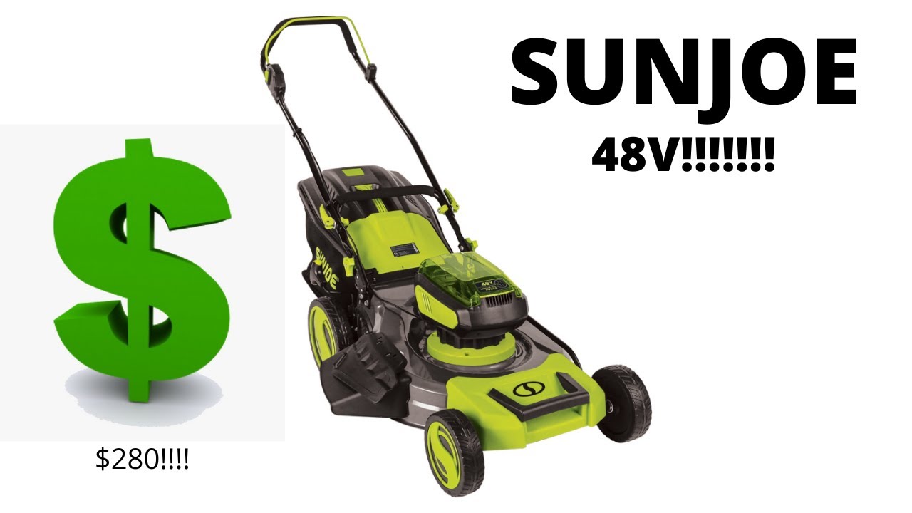 Sun Joe 24V-X2-21LM 48V Cordless Lawn Mower with Batteries, Dual Port Charger