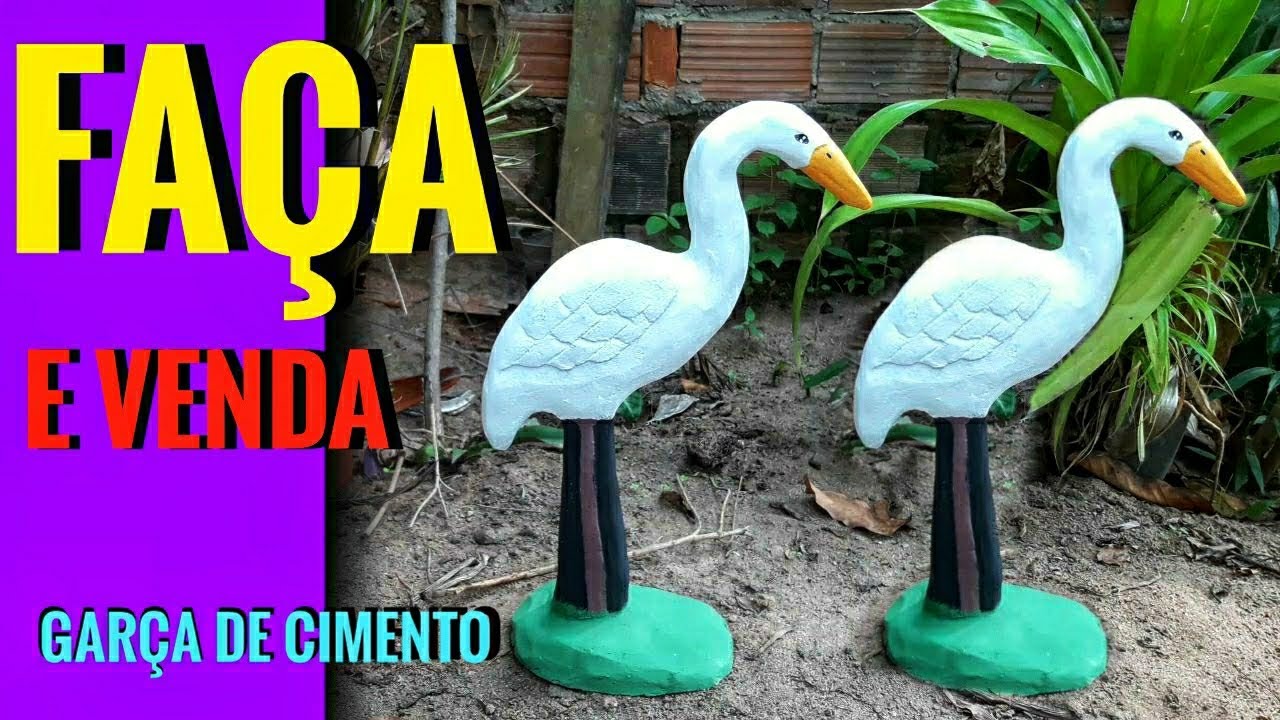 DIY/ como fazer GARÇA DE CIMENTO para jardim passo a passo.
