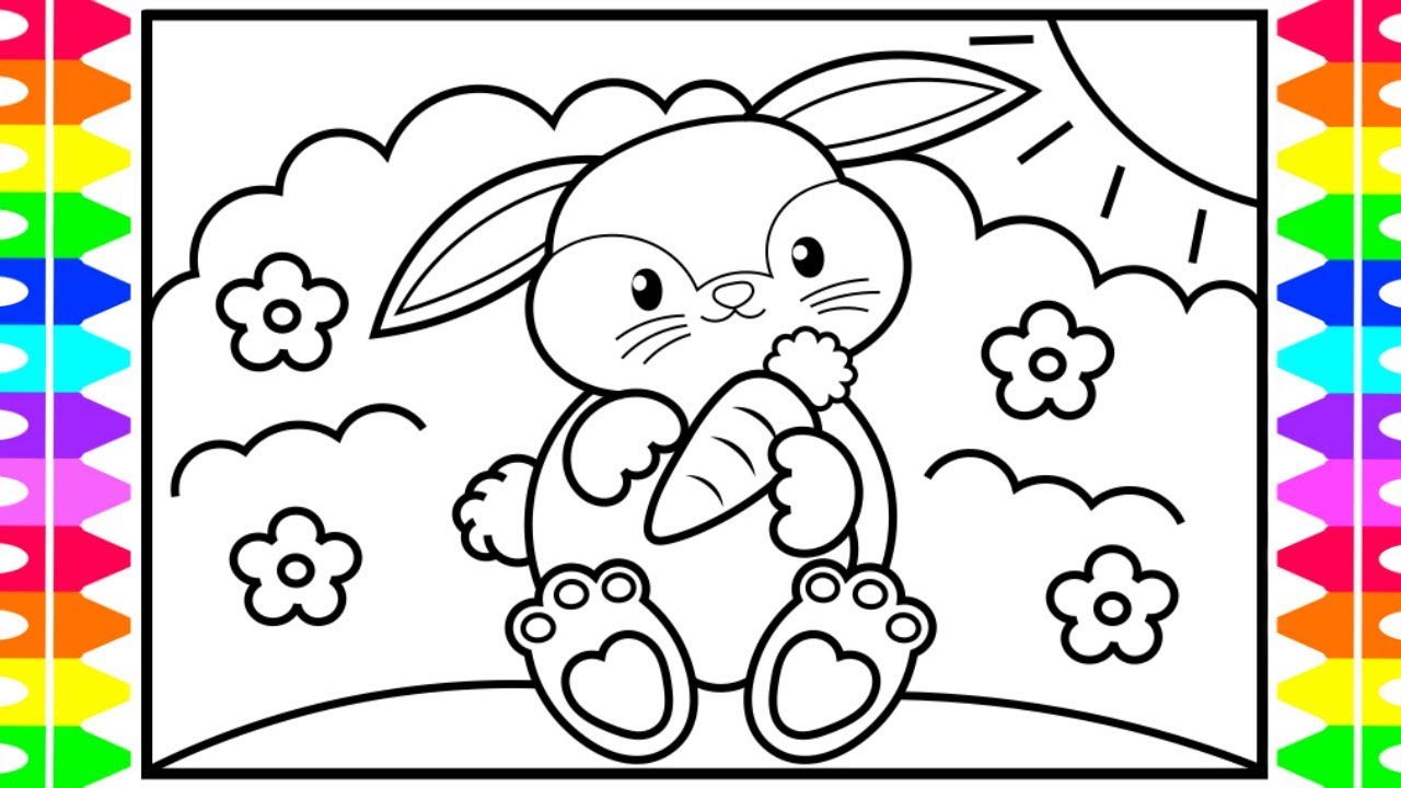 How to Draw a Bunny Rabbit Step by Step for Kids 🐰🥕Bunny Coloring | Fun Coloring Pages for Kids