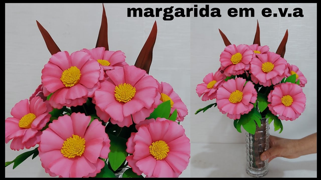 Arranjo de margaridas, em E.V.A, sem frisadores