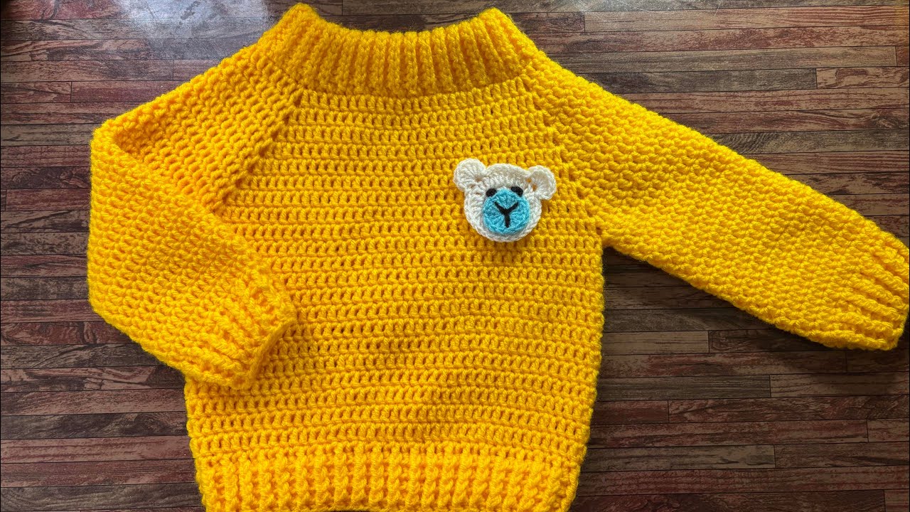 Crochet top down sweater for baby (12 to 18 months old)