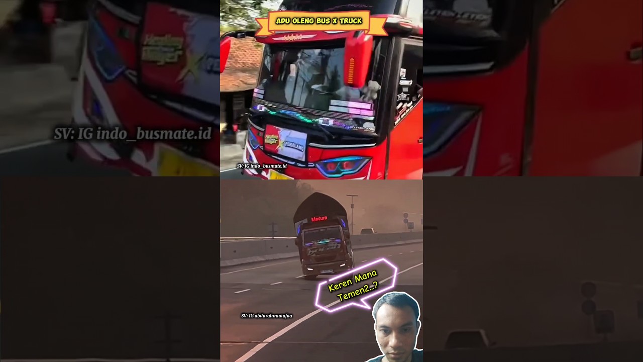 Bus Telolet Oleng VS Truk Oleng #busmania #basuri #shorts