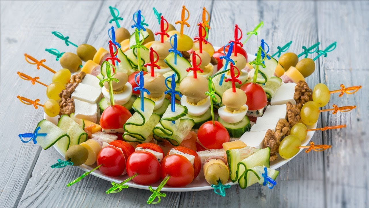 5 kinds of canap&eacute;s for the holiday table 🍡 Mini Skewer Sandwiches