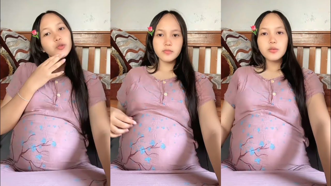 Bunda hamil cantik live sore duduk di lantai