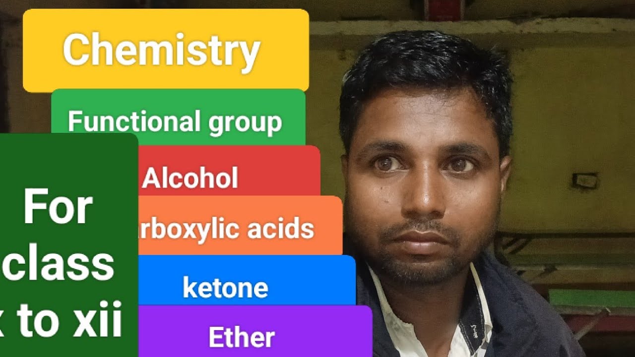 Functional group alcohol, ketone, Carboxylic acids, Ether,Ester & Helo Alkane.