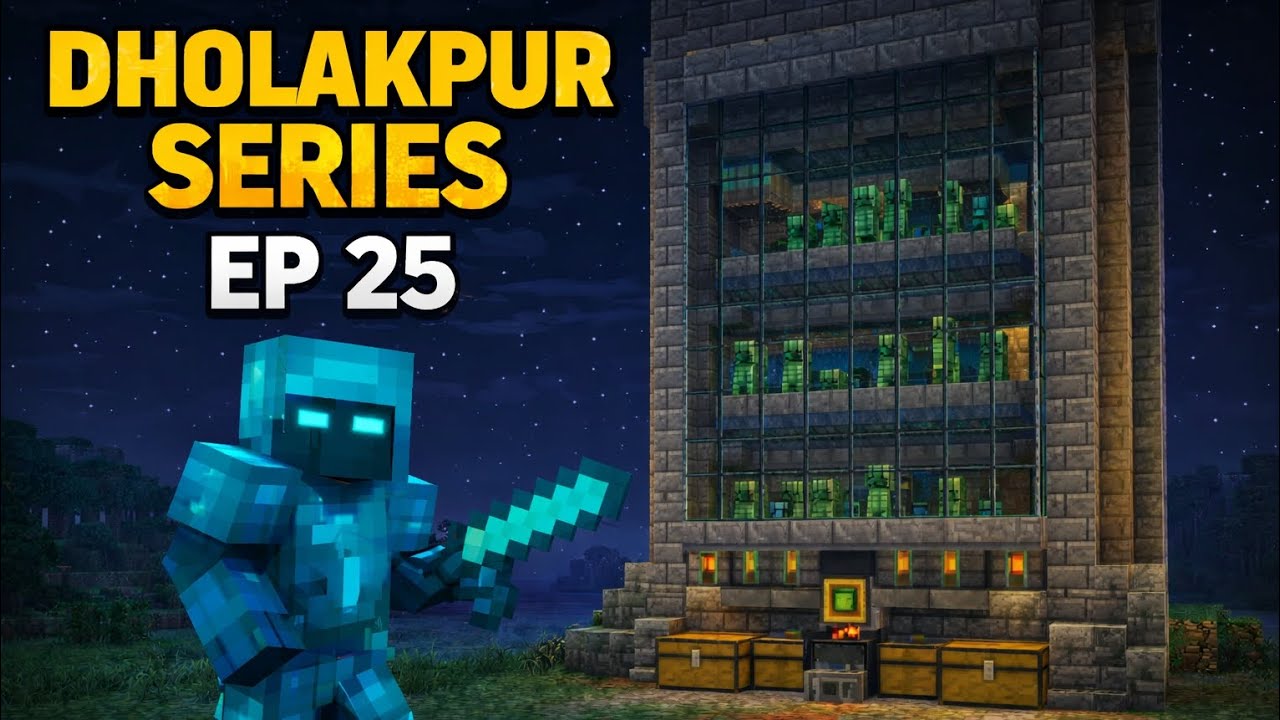 Make a automatically creeper farm in dholakpur series ep25 in minecraft 