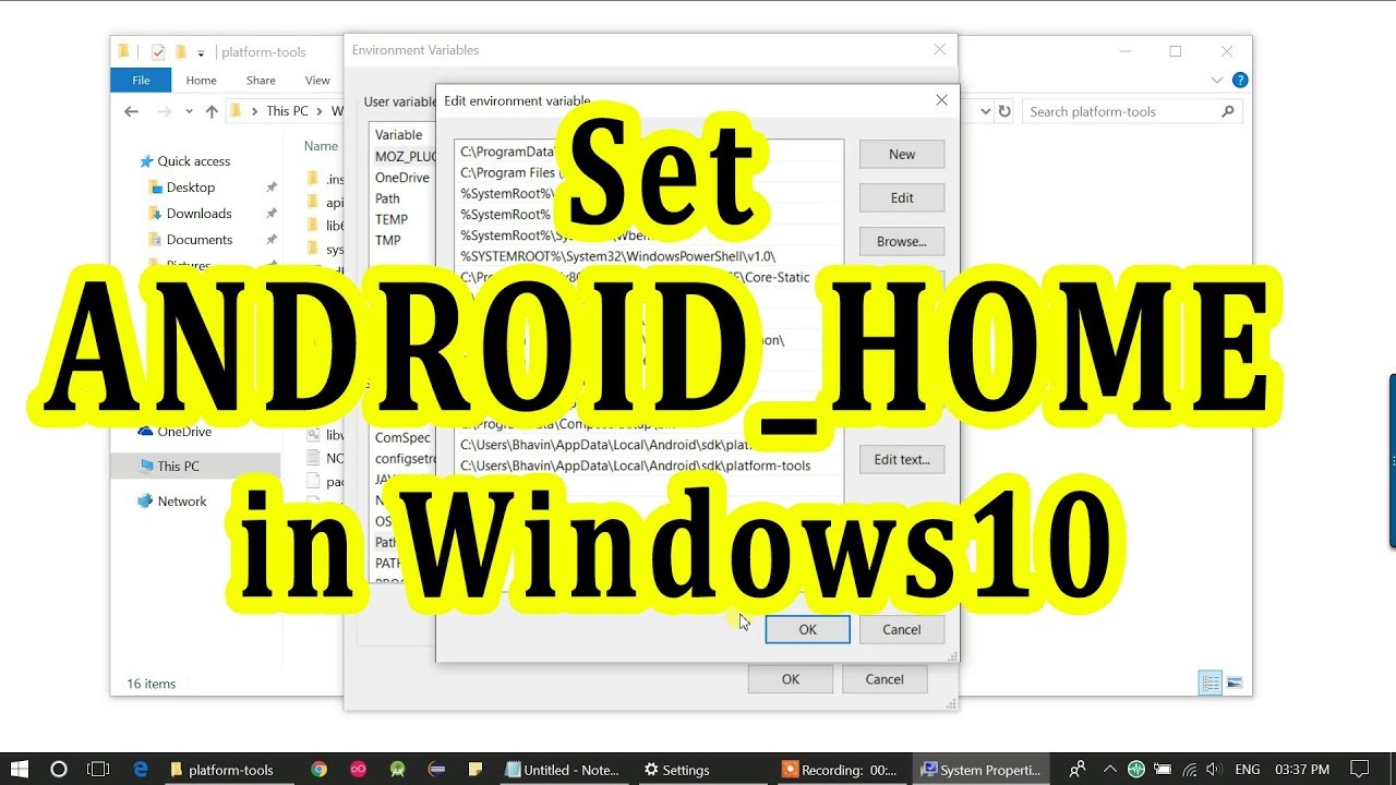 Как настроить ANDROID_HOME и переменную среды для Android SDK в Windows 10