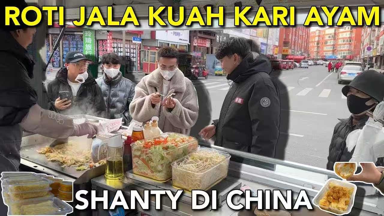 JUAL ROTI JALA KUAH KARI AYAM DI CHINA PADA MUSIM DINGIN, ALHAMDULILLAH LARIS MANIS JUGA🥰