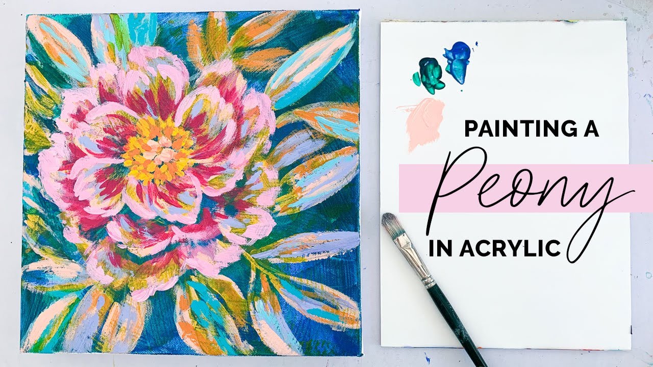 How to Paint a Peony Flower in Acrylic - Full Length Tutorial