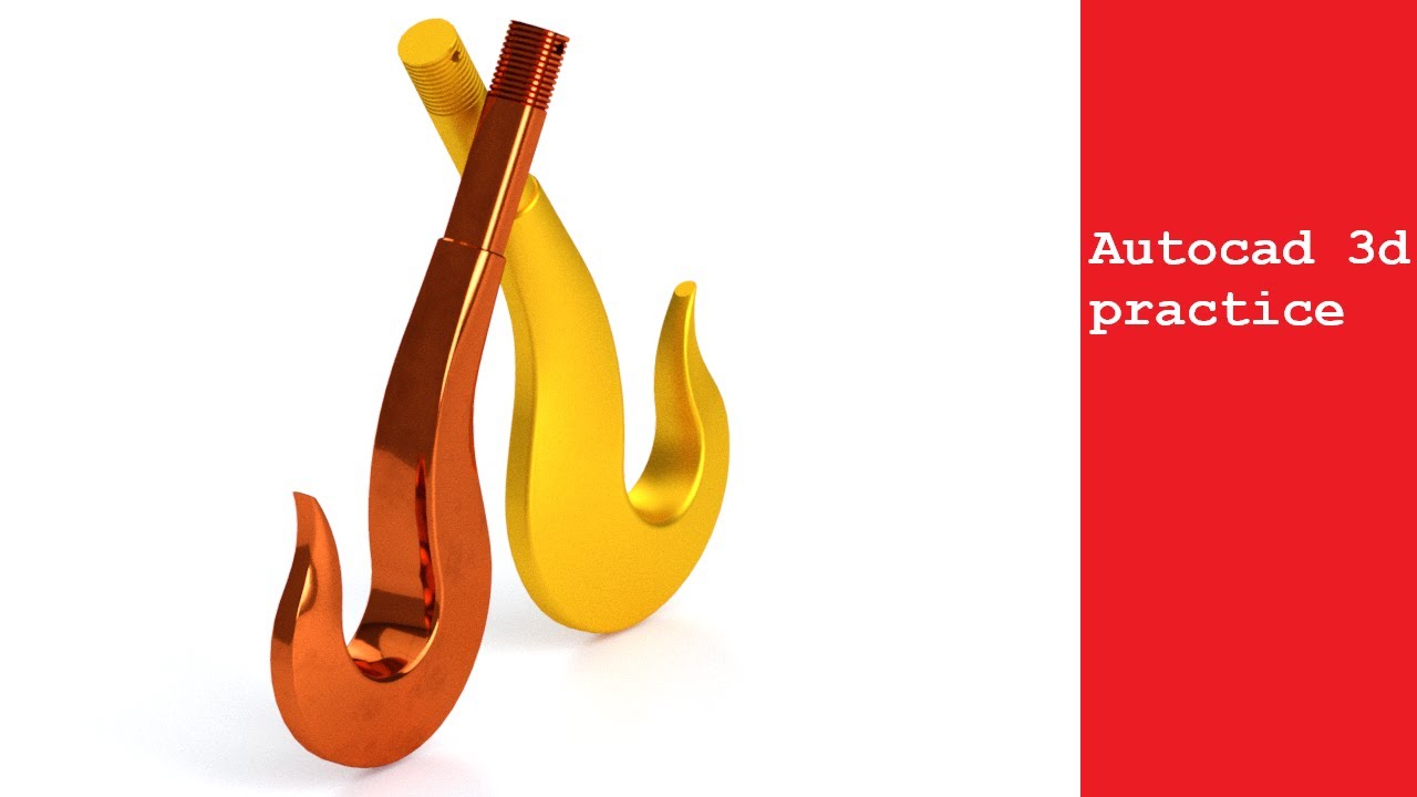 How to draw crane hook in Autocad || Autocad 3d practice