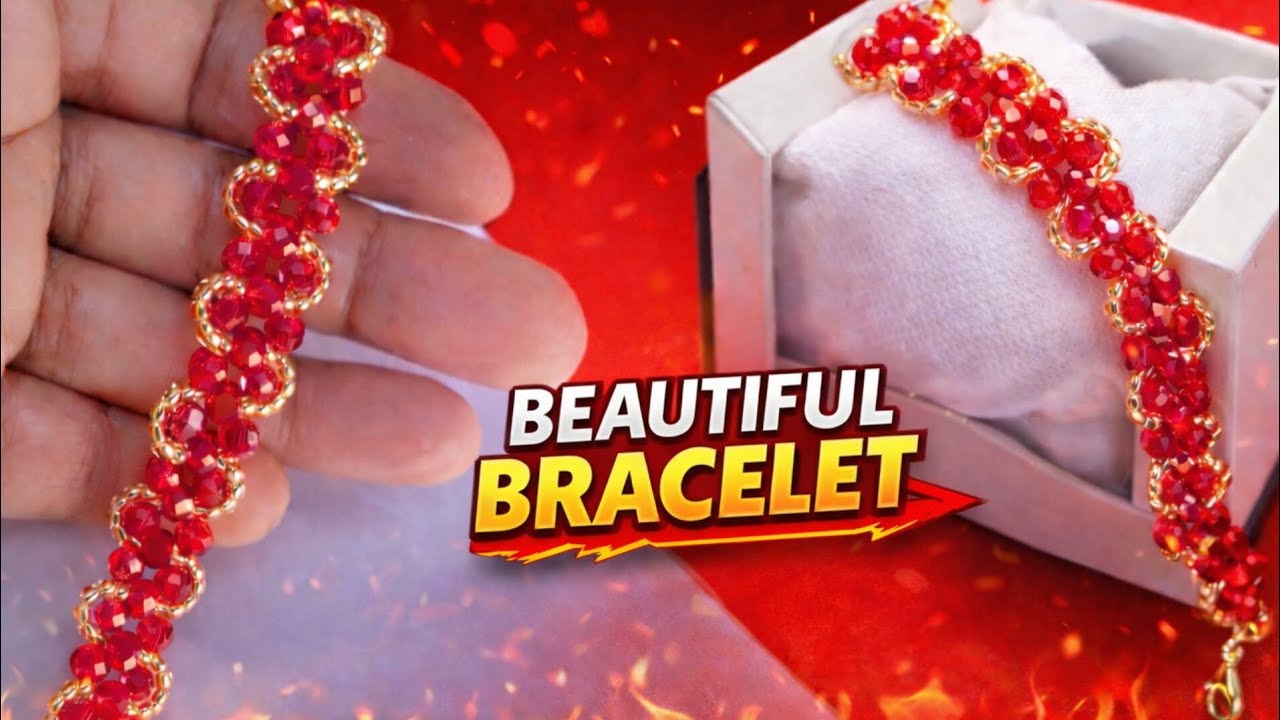 Beautiful Red and Golden Colour combination Bracelet |  Easy To make 