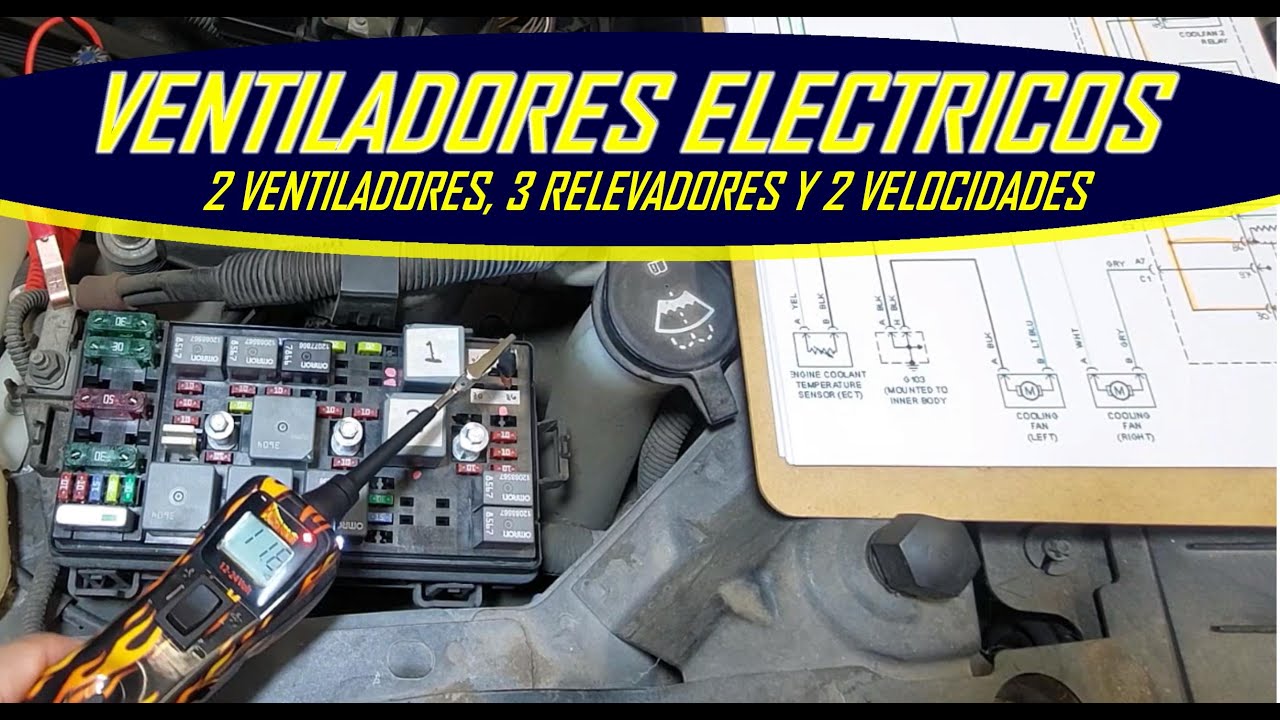 Sistema de ventiladores del radiador con 2 velocidades con diagrama y en el auto