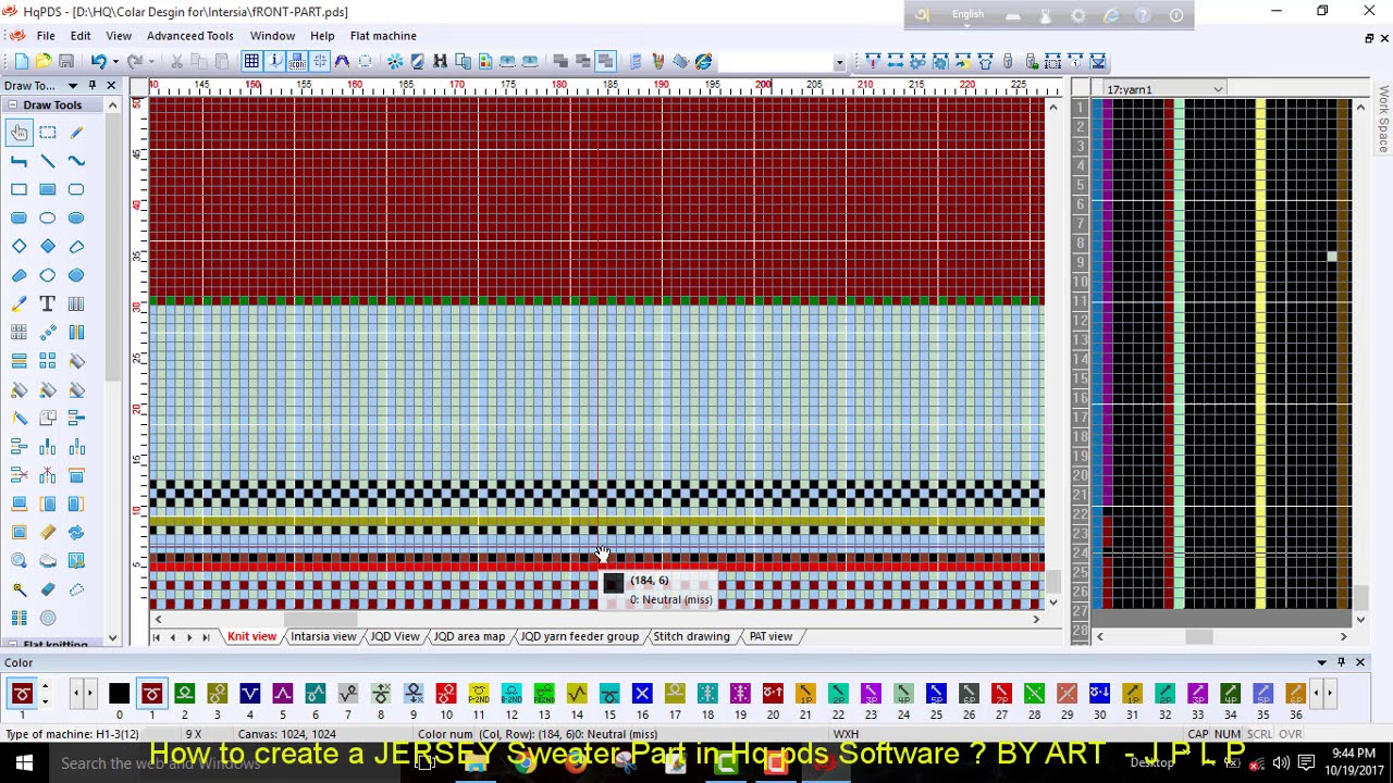 How to create a JERSEY Sweater Part in Hq-pds Software ?/HQ-PDS Program/ Design/Jacquard Design